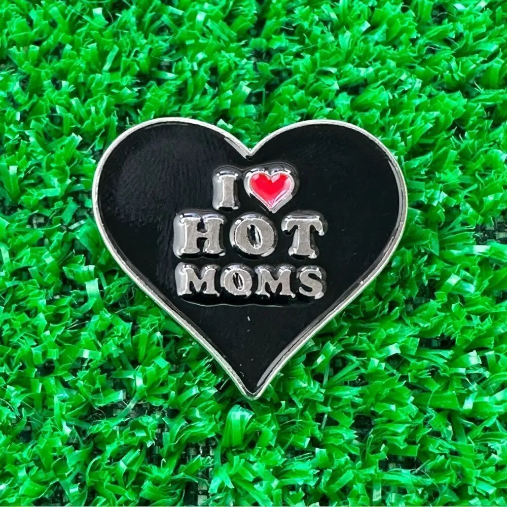 I Love Hot Moms Heart Enamel Pin/ Brooch